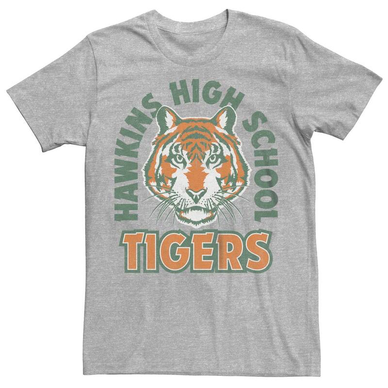 アニメキャラクター メンズ トップス Tシャツ グラフィック Licensed Character Men'stranger Things Hawkins High School Tigers Graphic Tee Athletic Heather ヘザー