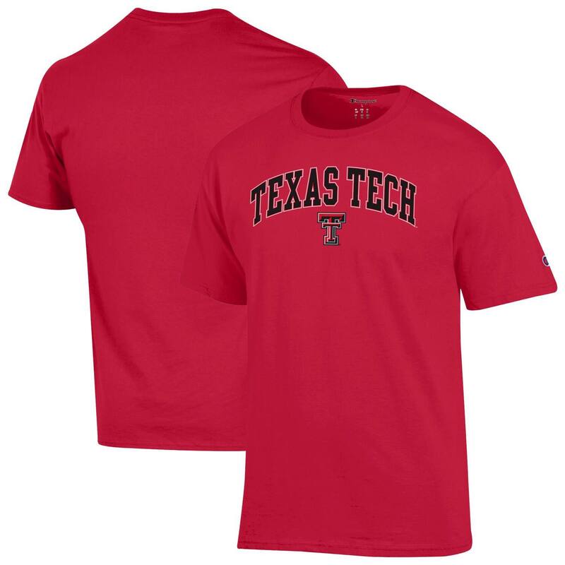 チャンピオン メンズ トップス Tシャツ ロゴ Men Champion Red Texas Tech Red Raiders Arch Over Logo T-Shirtxt Red レッド