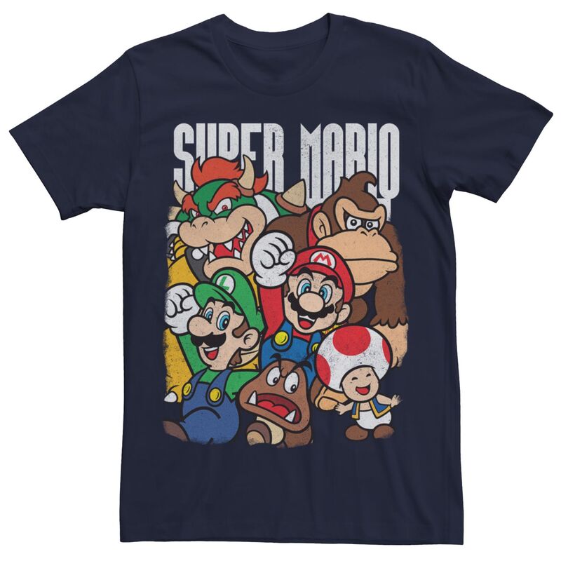 アニメキャラクター メンズ トップス Tシャツ グラフィック Licensed Character Men's Nintendo Super Mario Group Shot Classic Graphic Tee Navy ネイビー