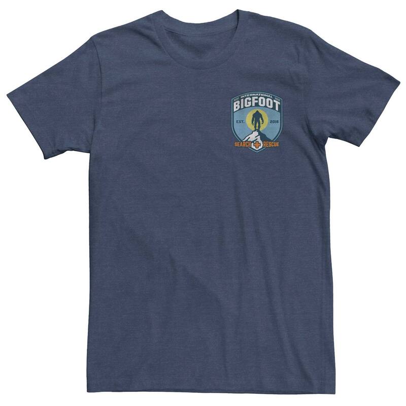 アニメキャラクター メンズ トップス Tシャツ グラフィック Licensed Character Men's Bigfoot Rescue Left Chest Badge Graphic Tee Navy Heather ヘザー