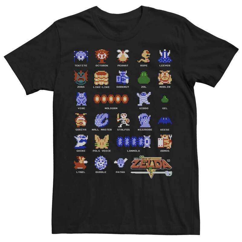 アニメキャラクター メンズ トップス Tシャツ Licensed Character Men's Nintendo Legend Of Zelda Retro Pixel Bestiary Short Sleeve Tee Black ブラック