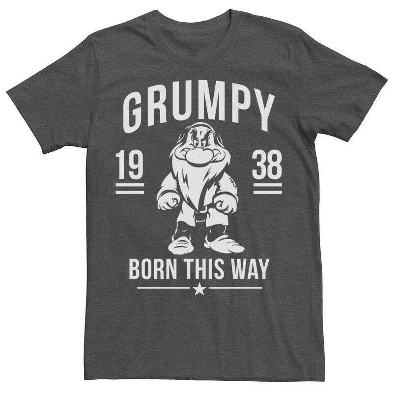 ディズニー メンズ トップス Tシャツ Disney'snowhite Grumpy Men's Born This Way Tee Charcoal Heather チャコール