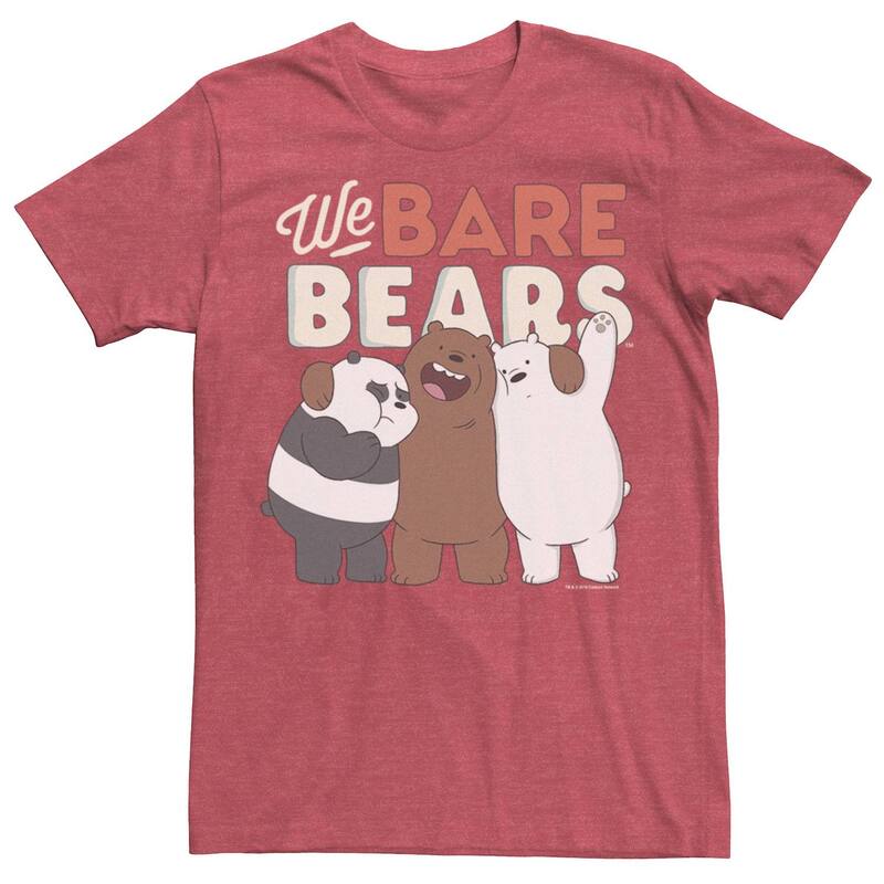 アニメキャラクター メンズ トップス Tシャツ グラフィック Licensed Character Men's Cartoonetwork We Bare Bears Trio Portrait Graphic Tee Red Heather ヘザー