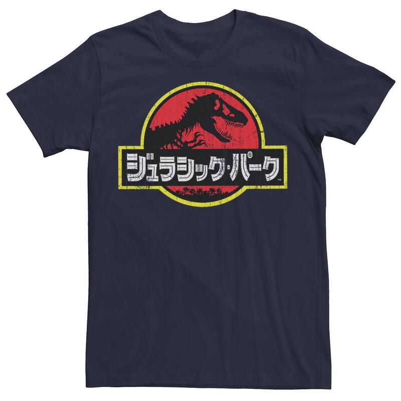 アニメキャラクター メンズ トップス Tシャツ ロゴ Licensed Character Men's Jurassic Park Japanese Red Logo Tee Navy ネイビー