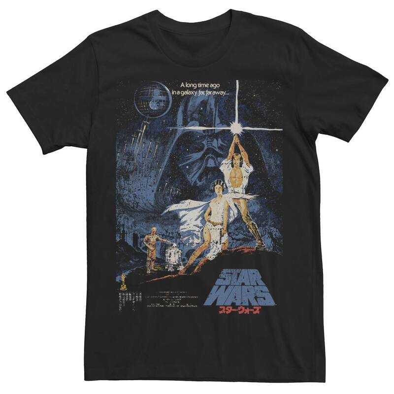 スター ウォーズ メンズ トップス Tシャツ ヴィンテージ Men'star Wars Vintage Kanji Movie Poster Tee Black ブラック