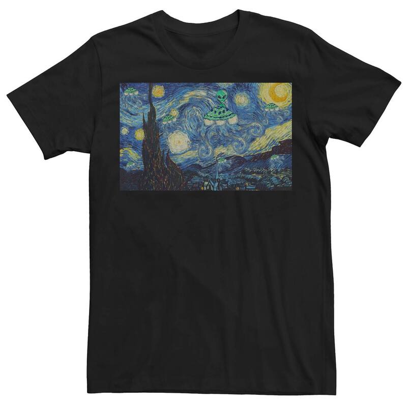 アニメキャラクター メンズ トップス Tシャツ Licensed Character Men's Alien UFOstarry Nightee Black ブラック