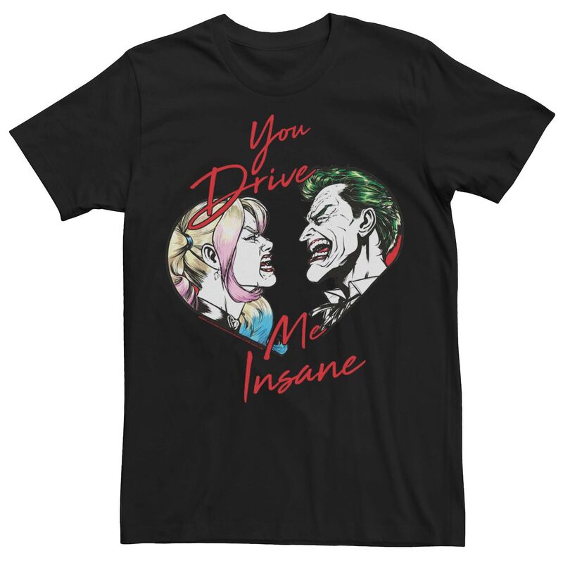 アニメキャラクター メンズ トップス Tシャツ Licensed Character Men's Batman Joker Harley Quinn Drive Me Insane Tee Black ブラック