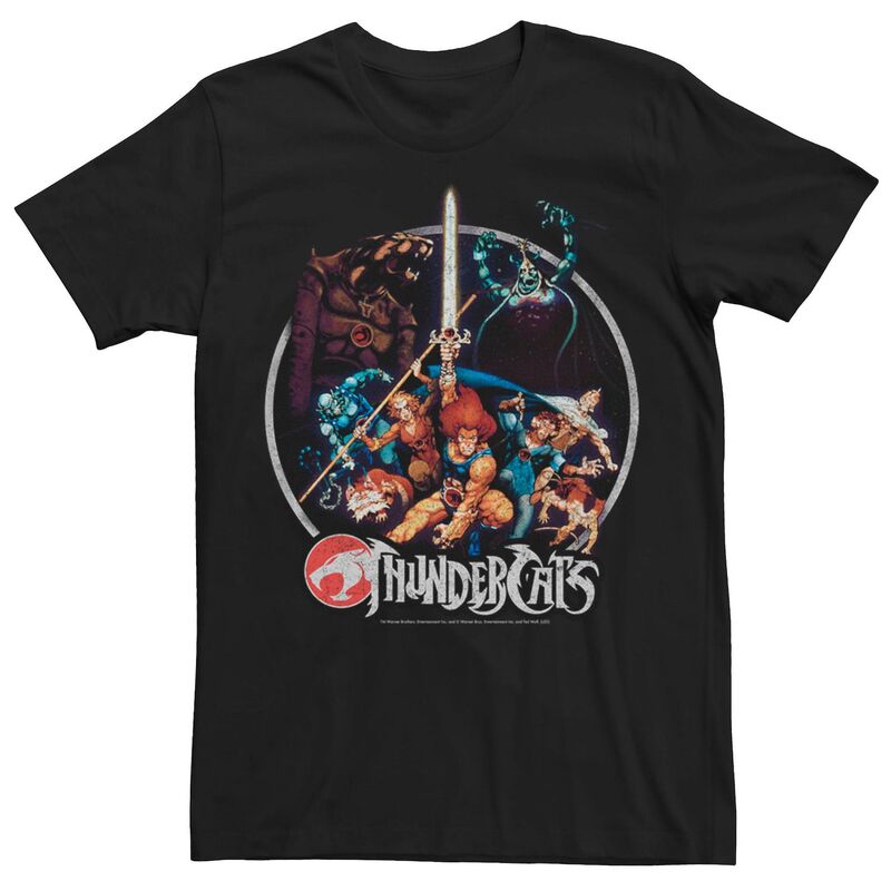 アニメキャラクター メンズ トップス Tシャツ ヴィンテージ Licensed Character Men's ThunderCats Group Shot Vintage Circle Tee Black ブラック