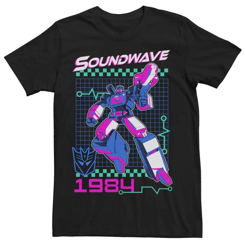 アニメキャラクター メンズ トップス Tシャツ Licensed Character Men's Transformersoundwave Retro Poster Tee Black ブラック