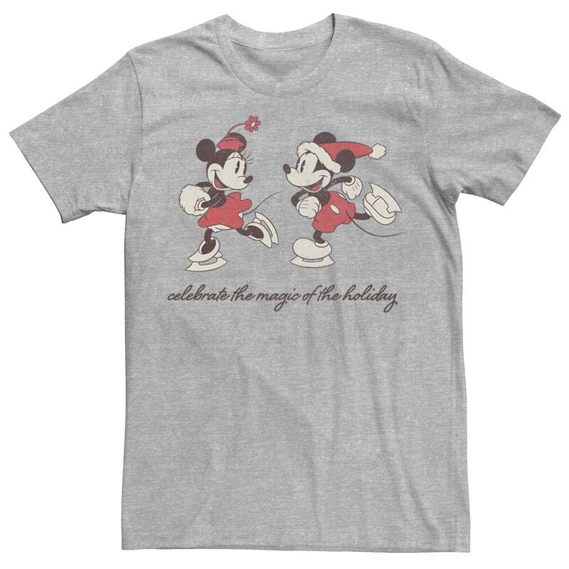 ディズニー メンズ トップス Tシャツ Disney's Mickey And Minnie The Magic Of The Holiday Christmas Men's Tee Athletic Heather ヘザー