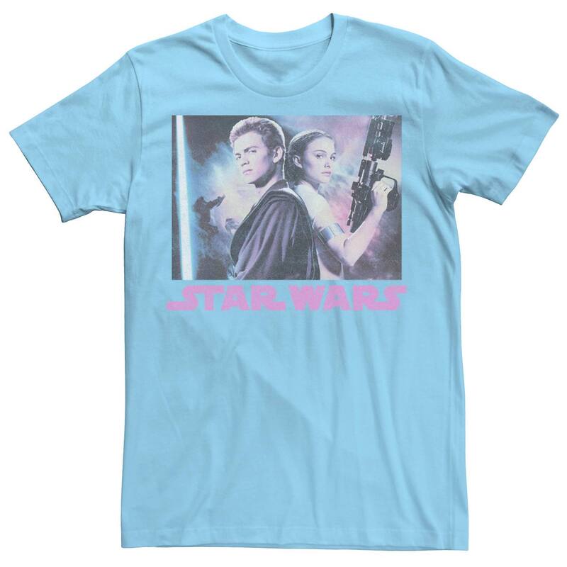 スター ウォーズ メンズ トップス Tシャツ Men'star Wars Annakin & Padme Classic Portraitee Light Blue ブルー