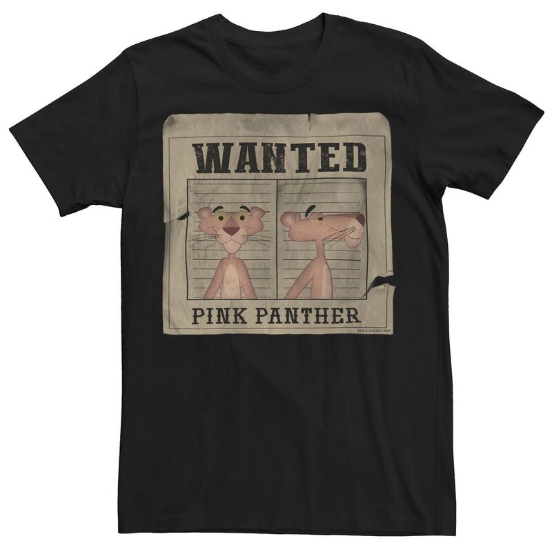 アニメキャラクター メンズ トップス Tシャツ Licensed Character Men's The Pink Panther Wanted Poster Tee Black ブラック 6,920円