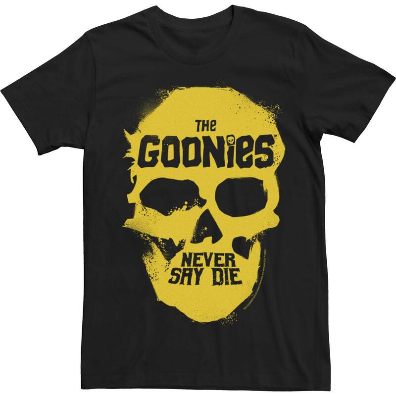 アニメキャラクター メンズ トップス Tシャツ Licensed Character Men's Goonies Never Say Die Skull Movie Quotee Black ブラック