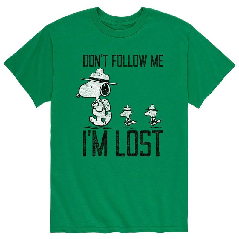 アニメキャラクター メンズ トップス Tシャツ Licensed Character Men's Peanutsnoopy Don't Follow Me Tee Green グリーン