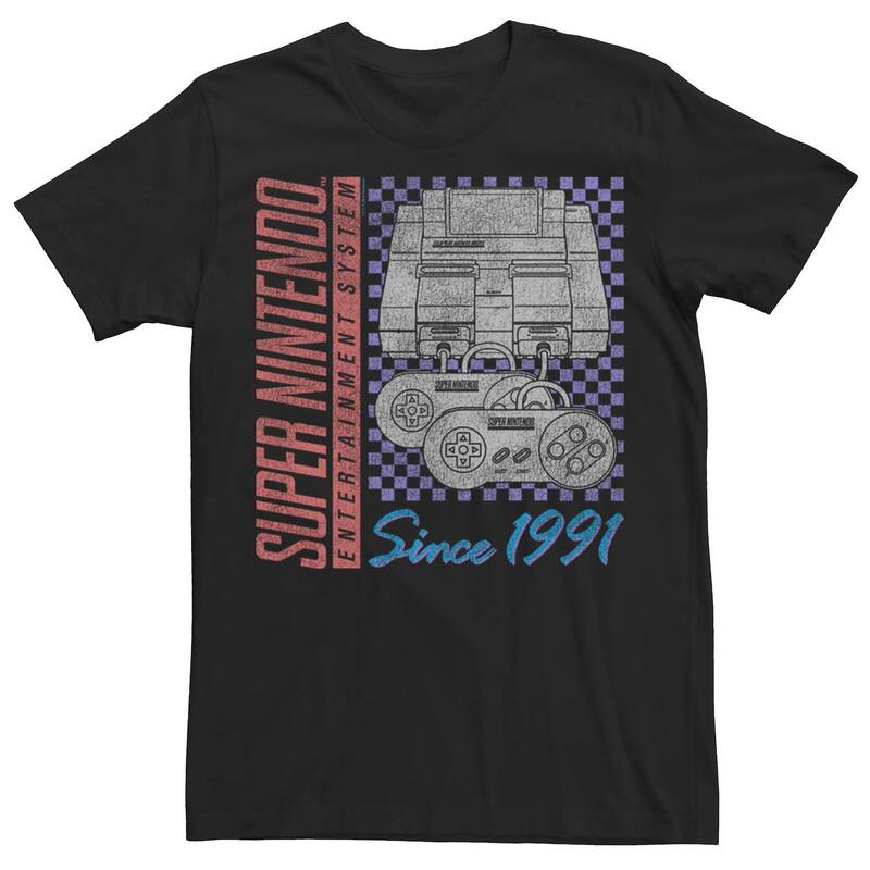 アニメキャラクター メンズ トップス Tシャツ Licensed Character Men's Nintendo Super Nintendo Since 1991 Tee Black ブラック
