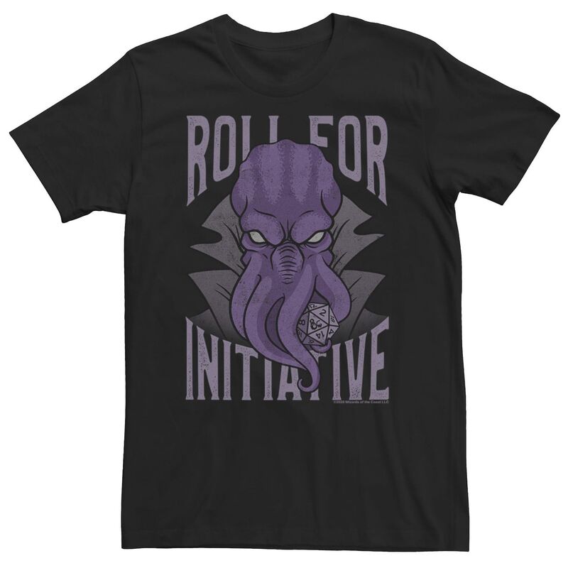 アニメキャラクター メンズ トップス Tシャツ トール Licensed Character Big & Tall Dungeons & Dragons Illithid Roll For Initiative Tee Black ブラック