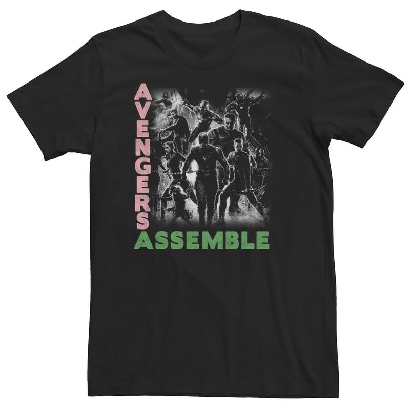 マーベル メンズ トップス Tシャツ トール Big & Tall Marvel Black & White Group Tee Black ブラック