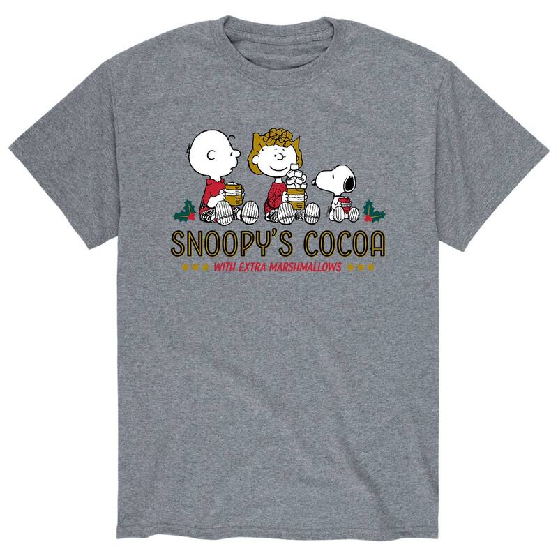 アニメキャラクター メンズ トップス Tシャツ Licensed Character Men's Peanuts "Snoopy's Cocoa" Tee Gray グレー