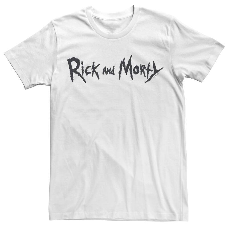 アニメキャラクター メンズ トップス Tシャツ LICENSED CHARACTER Men's Rick & Morty Simple Black Textee White ホワイト