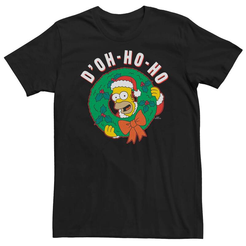 アニメキャラクター メンズ トップス Tシャツ トール Licensed Character Big & Tall The Simpsons A Homer Christmas Tee Black ブラック