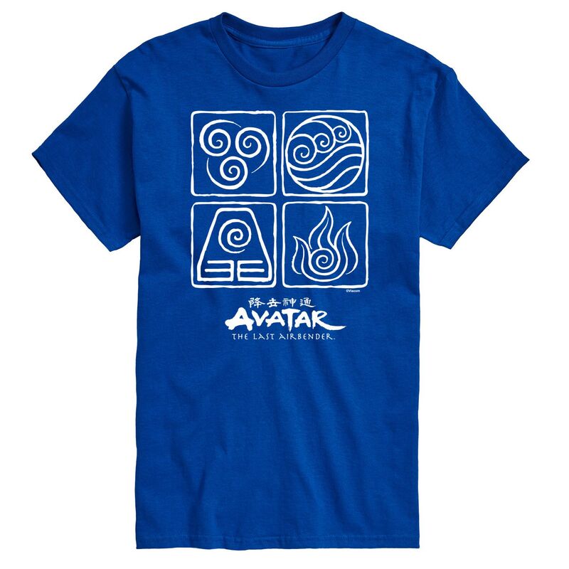 ニコロデオン メンズ トップス Tシャツ トール グラフィック Nickelodeon Big & Tall Avatar The Last Airbender Four Elements Graphic Tee Royal Blue ブルー