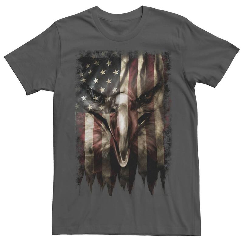 アニメキャラクター メンズ トップス Tシャツ グラフィック Licensed Character Men's Bald Eagle Face In Flagraphic Tee Charcoal チャコール