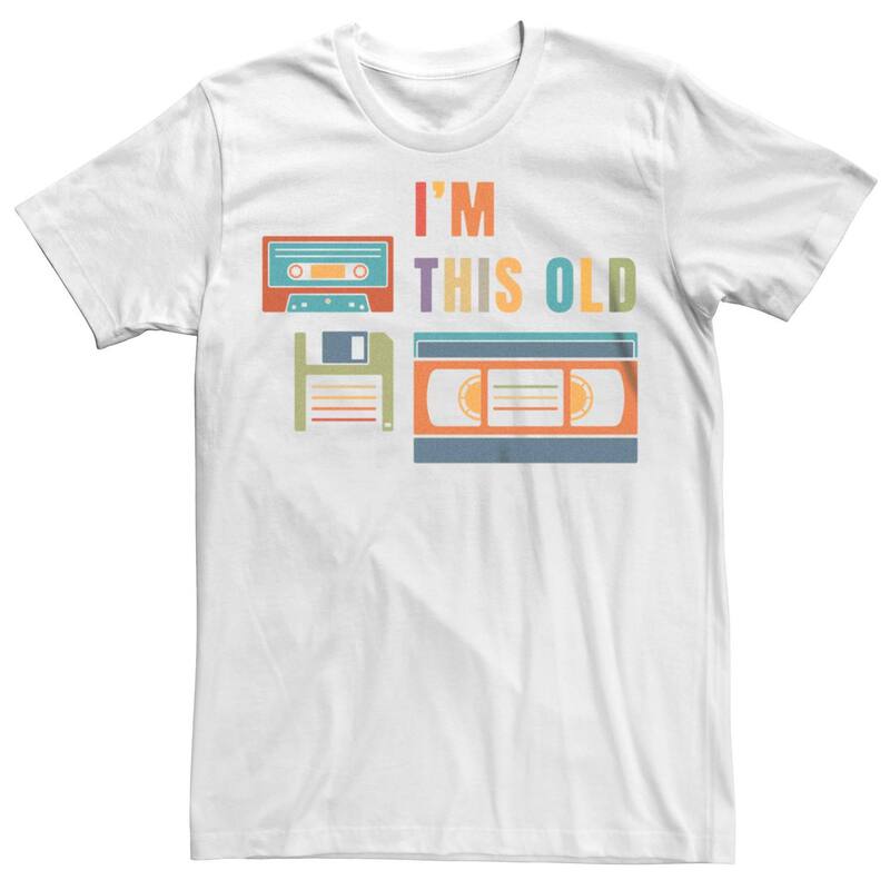 アニメキャラクター メンズ トップス Tシャツ グラフィック Licensed Character Men's I'm This Old Retro Data Storage Graphic Tee White ホワイト
