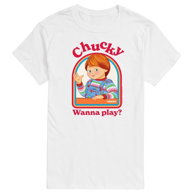 アニメキャラクター メンズ トップス Tシャツ グラフィック Licensed Character Men's Chucky Wanna Play Graphic Tee White ホワイト