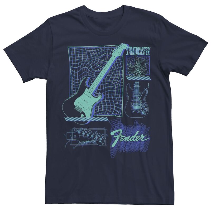 アニメキャラクター メンズ トップス Tシャツ グラフィック Licensed Character Men's Fender Stratocaster Infographic Tee Navy ネイビー
