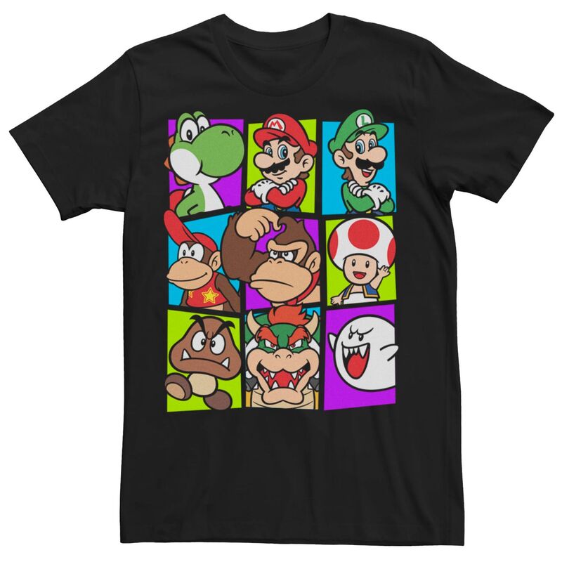 アニメキャラクター メンズ トップス Tシャツ Licensed Character Men's Mario Kart Square Tee Black ブラック