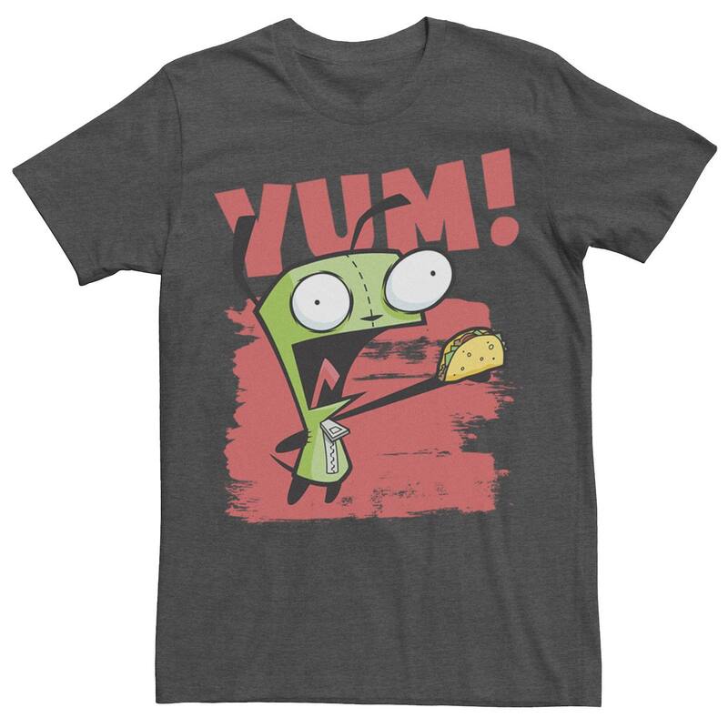 アニメキャラクター メンズ トップス Tシャツ Licensed Character Men's Invader Zim Gir Yum! Paint Smear Tee Charcoal Heather チャコール
