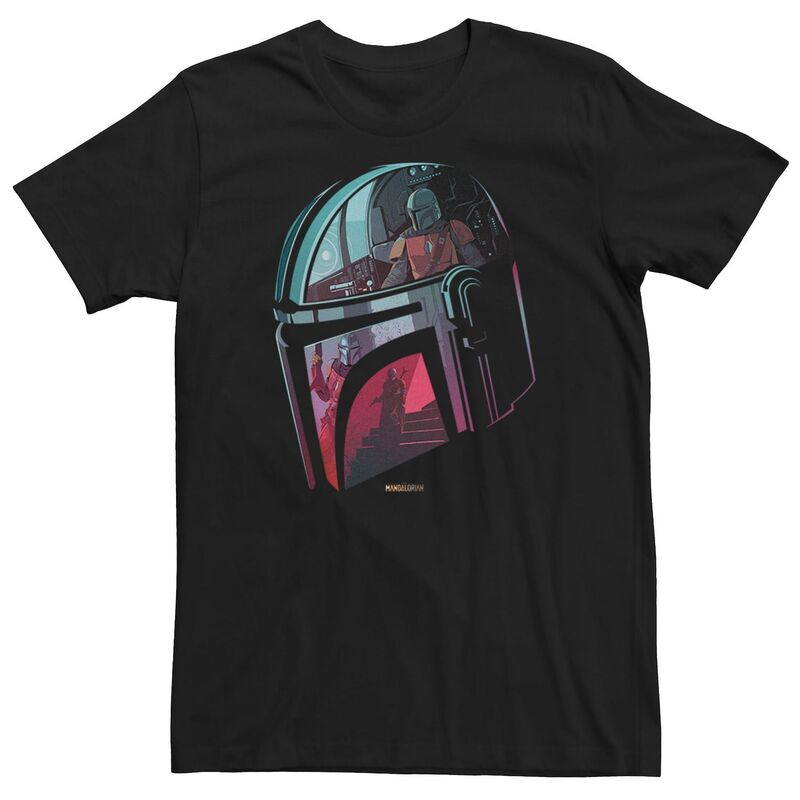 アニメキャラクター メンズ トップス Tシャツ Licensed Character Men's The Mandalorian Helmet Reflection Tee Black ブラック