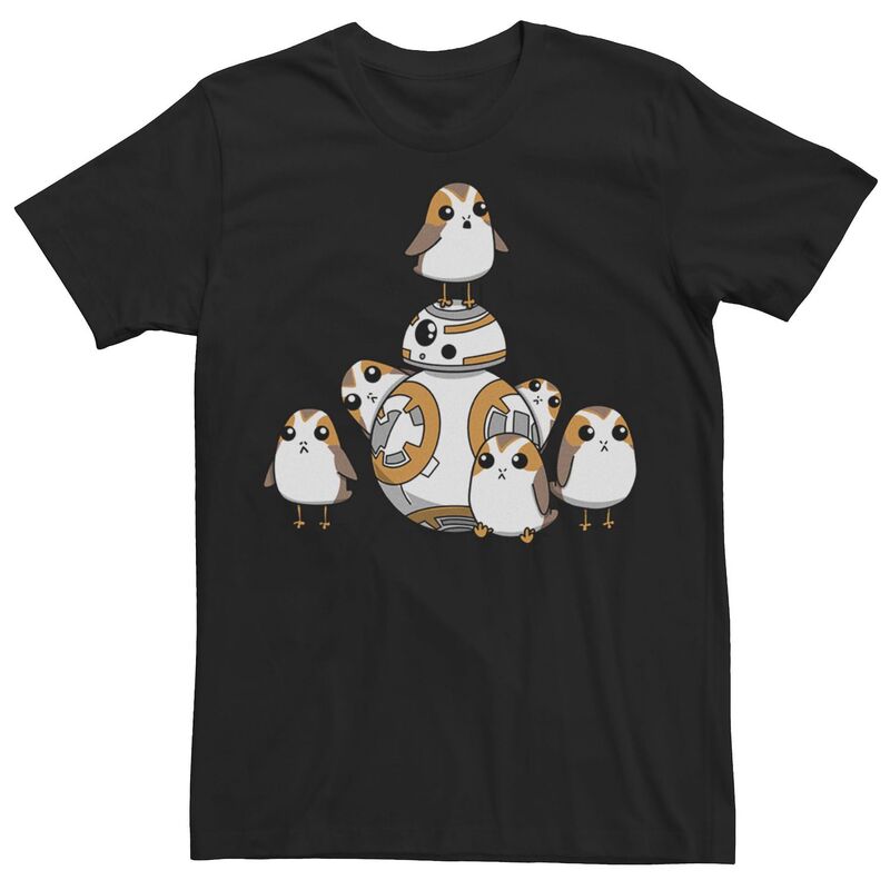 スター ウォーズ メンズ トップス Tシャツ Men'star Wars Porgs Having Fun With BB-8 Portraitee Black ブラック