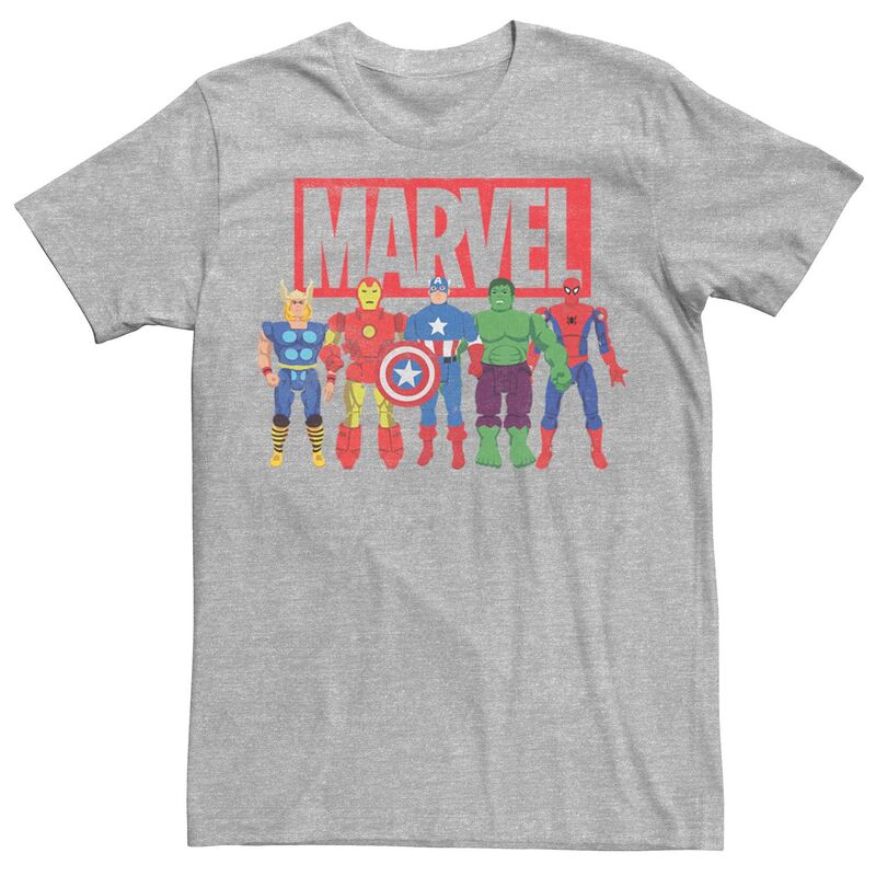 マーベル メンズ トップス Tシャツ グラフィック Men's Marvel Avengers Classic Action Figures Graphic Tee Athletic Heather ヘザー