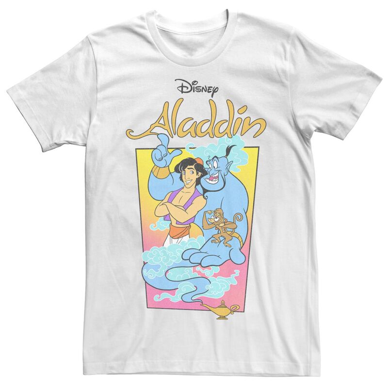 ディズニー メンズ トップス Tシャツ ヴィンテージ Disney's Aladdin Men's Vintage Poster Tee White ホワイト