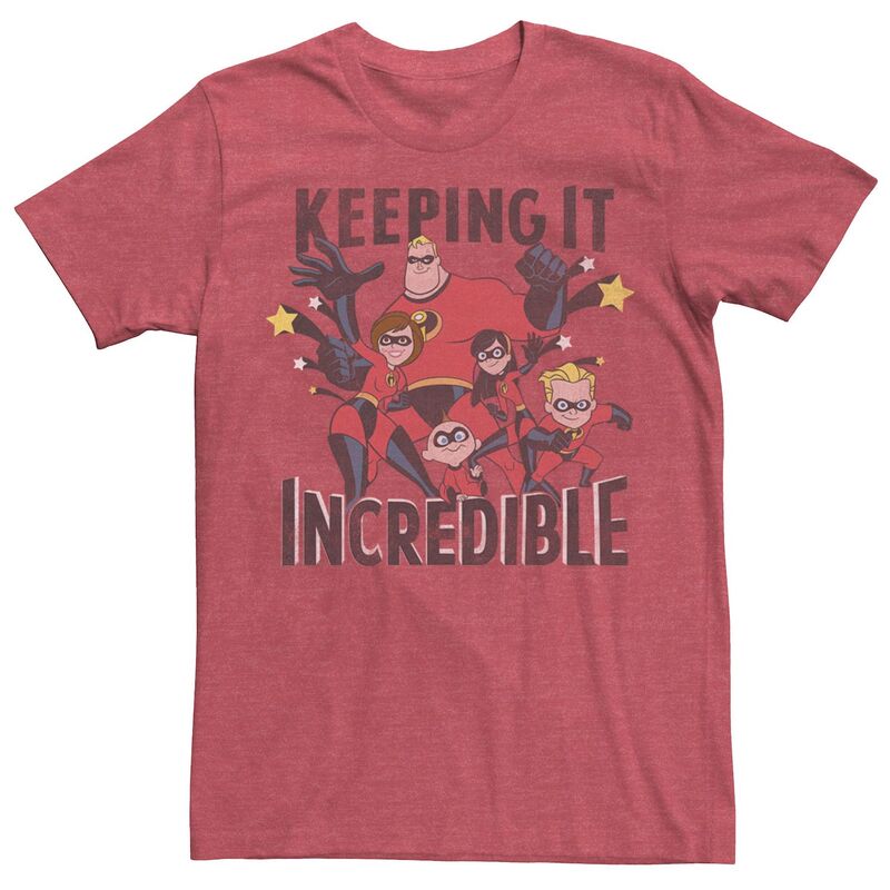 ディズニー ピクサー メンズ トップス Tシャツ Disney / Pixar's The Incredibles Men's Keeping Itee Red Heather ヘザー