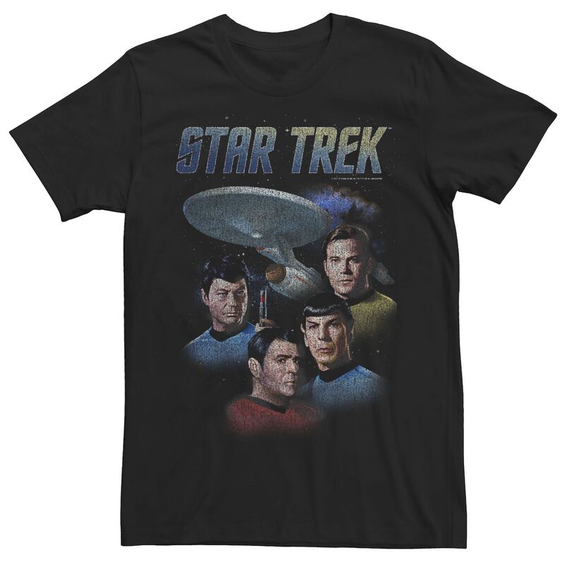 アニメキャラクター メンズ トップス Tシャツ Licensed Character Men'star Trek Original Series Group with Shiposter Tee Black ブラック