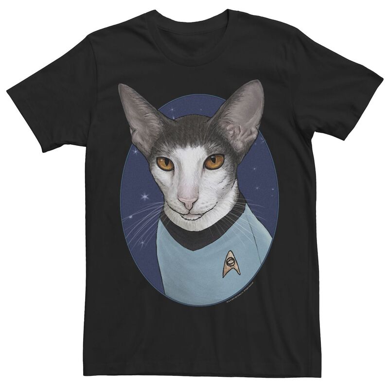アニメキャラクター メンズ トップス Tシャツ Licensed Character Menstar Trek Spock Cat Formation Tee Black ブラック