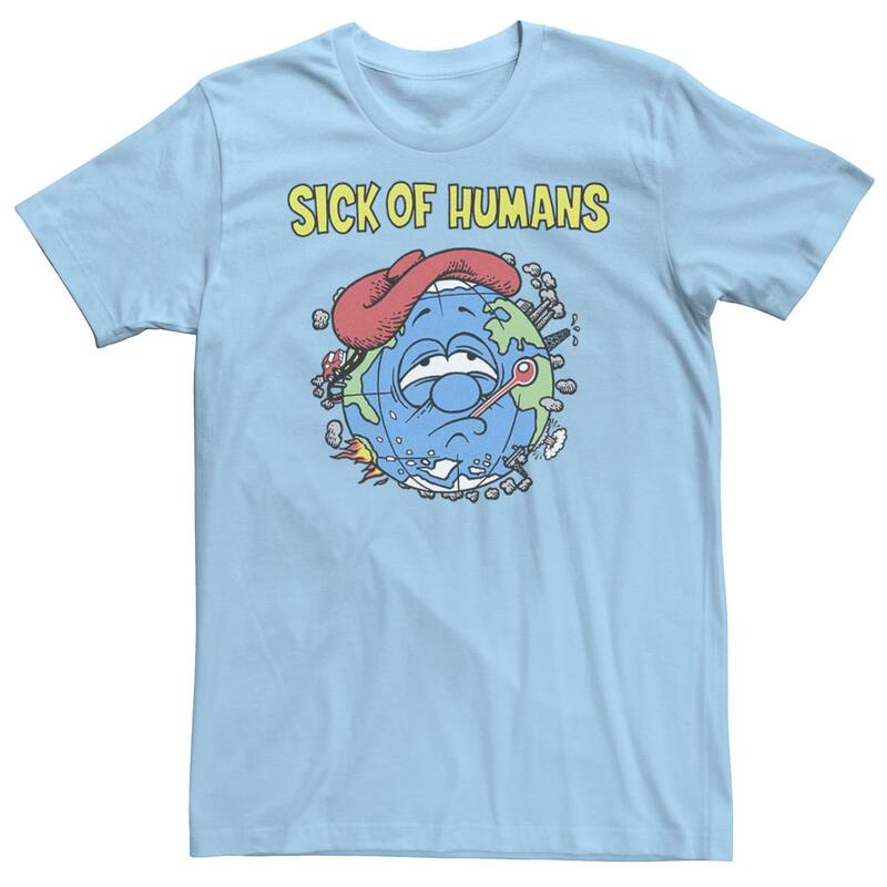 アニメキャラクター メンズ トップス Tシャツ グラフィック Licensed Character Men'sick Of Humans Planet Earth Graphic Tee Light Blue ブルー