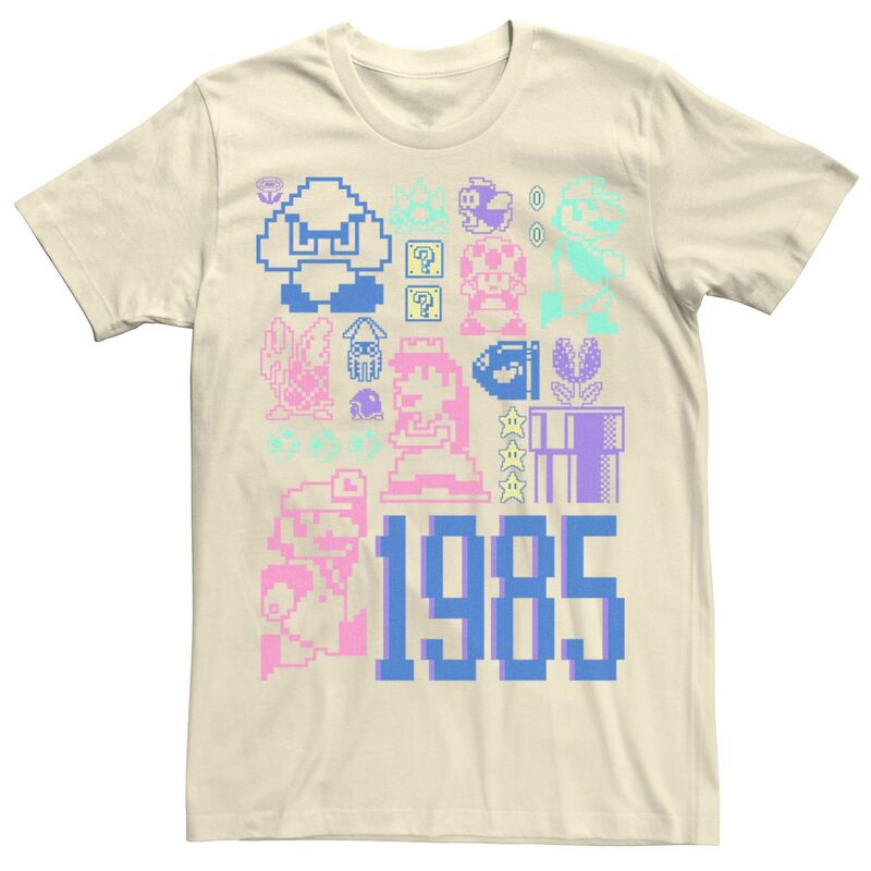アニメキャラクター メンズ トップス Tシャツ Licensed Character Men's Nintendo Super Mario Pastel Jumble Tee Natural