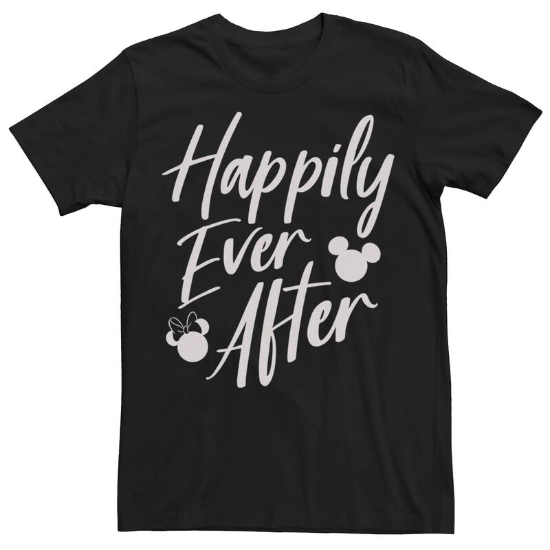 ディズニー メンズ トップス Tシャツ ロゴ Disney's Mickey Mouse Men's Happily Ever After Cursive Text Logo Tee Black ブラック