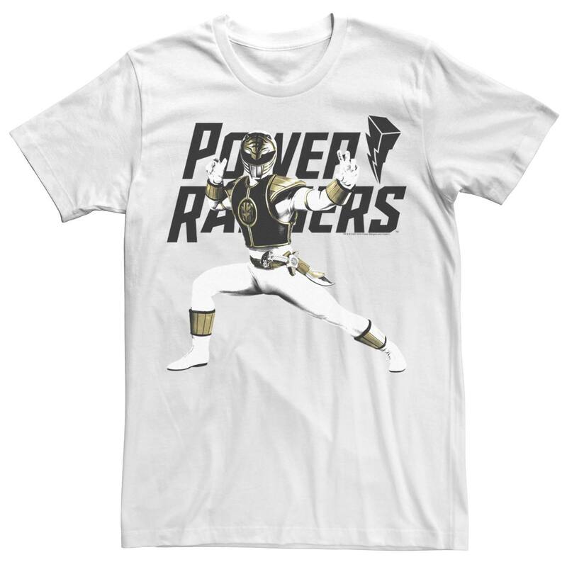 アニメキャラクター メンズ トップス Tシャツ Licensed Character Men's Powerangers White Ranger Action Pose Tee White ホワイト