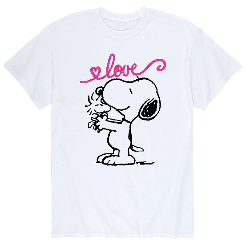 アニメキャラクター メンズ トップス Tシャツ Licensed Character Men's Peanuts Valentine's Day Snoopy Love Tee White ホワイト