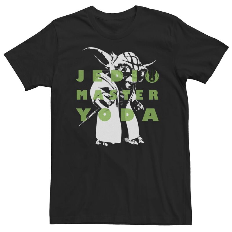 スター ウォーズ メンズ トップス Tシャツ オーバーレイ トール Big & Tall Star Wars: Clone Wars Yoda Jedi Master Text Overlay Tee Black ブラック