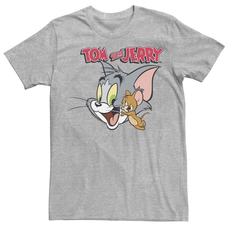 アニメキャラクター メンズ トップス Tシャツ ロゴ Licensed Character Men's Tom And Jerry Simple Portrait Logo Tee Athletic Heather ヘザー