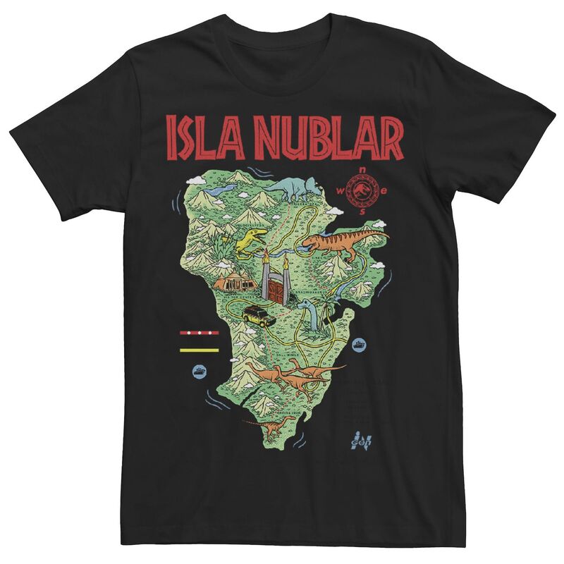 アニメキャラクター メンズ トップス Tシャツ Licensed Character Men's Jurassic Park Islas Nublar Landmark Map Tee Black ブラック