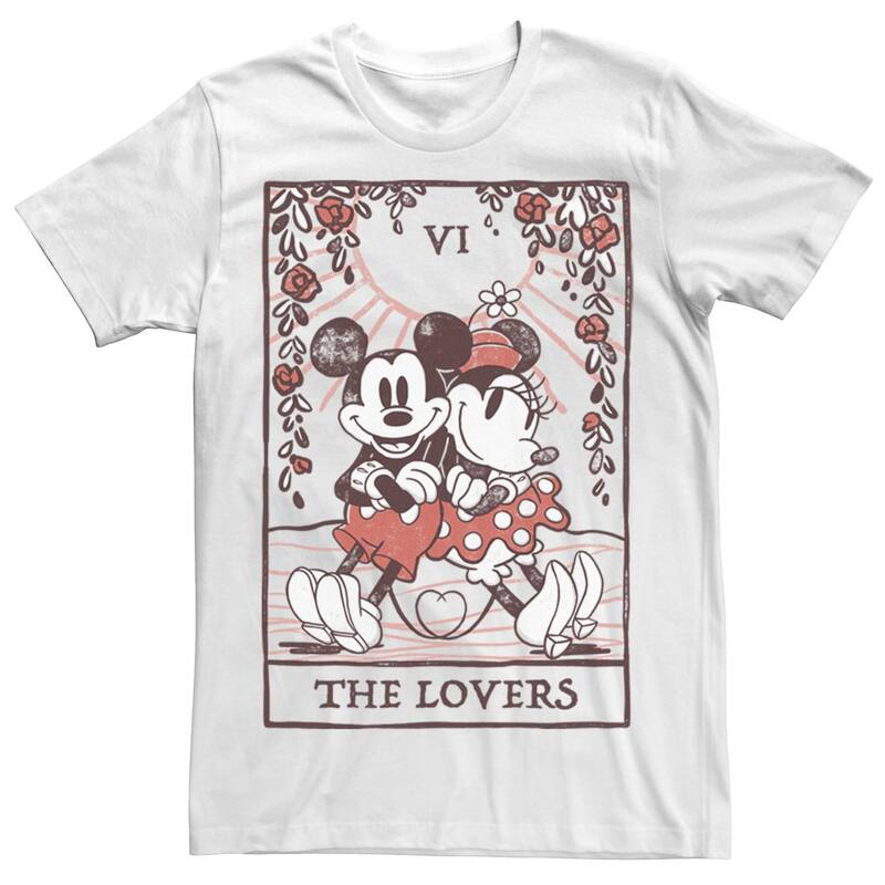 ディズニー メンズ トップス Tシャツ Disney's Mickey And Friends Mickey & Minnie Men's Tarot Card Tee White ホワイト