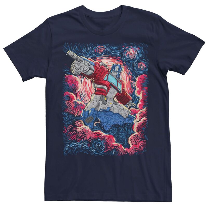 アニメキャラクター メンズ トップス Tシャツ グラフィック Licensed Character Men's Transformers Optimus Prime Starry Night Graphic Tee Navy ネイビー