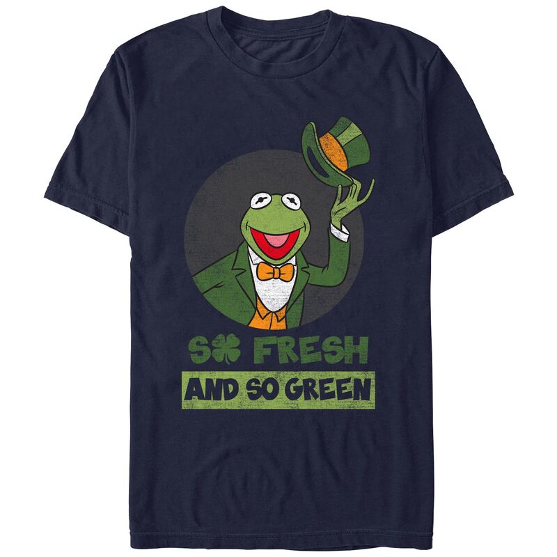 アニメキャラクター メンズ トップス Tシャツ グラフィック Licensed Character Men's Muppets Kermit So Fresh And So Green Graphic Tee Navy ネイビー