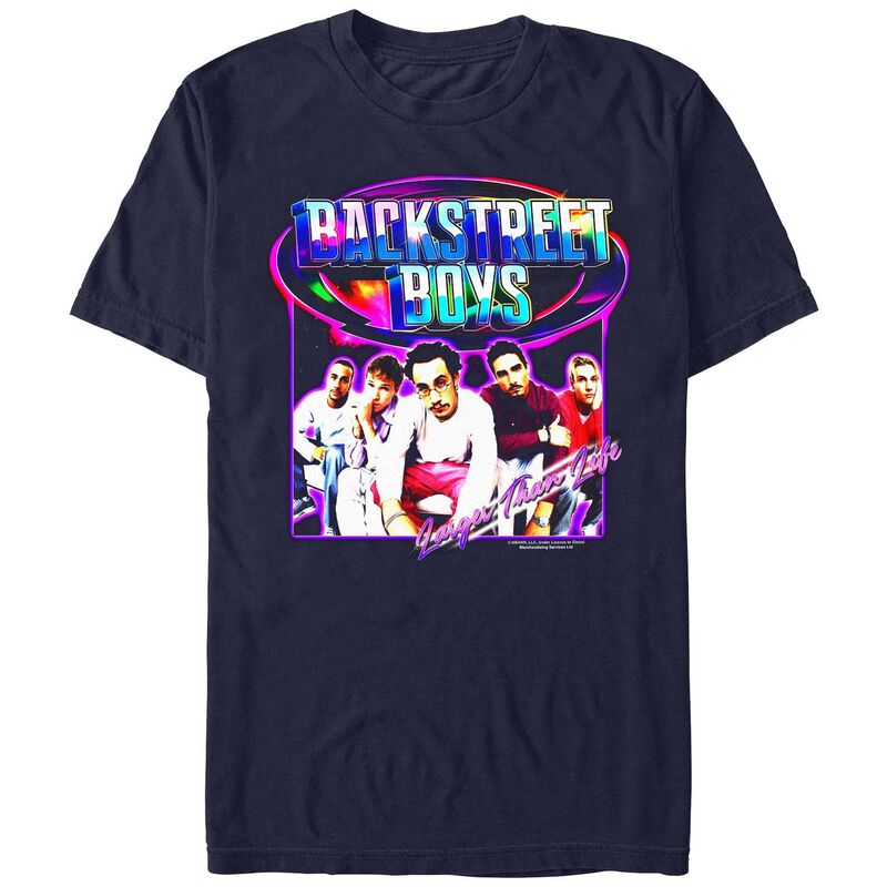 アニメキャラクター メンズ トップス Tシャツ グラフィック Licensed Character Men's Backstreet Boys Larger Than Life Cover Graphic Tee Navy ネイビー